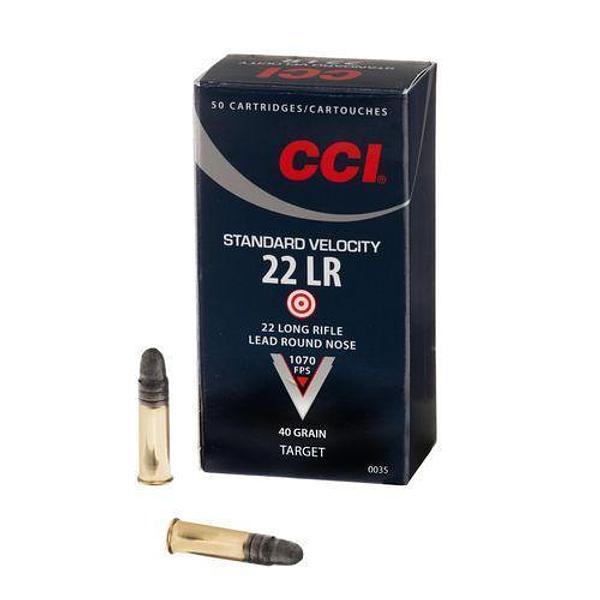 CCI Standard Velocity Ammunition 22 Long Rifle 40GN Lead Round Nose 1070FPS (500)