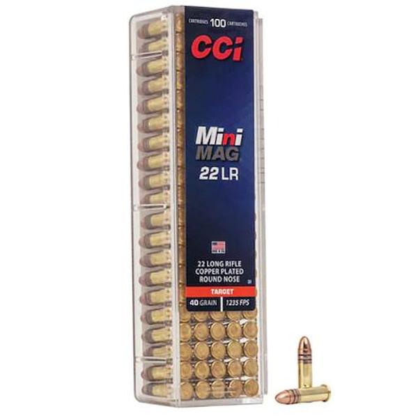 CCI Mini-Mag Ammunition 22LR 40GN Plated Lead Round Nose 1235FPS (100)