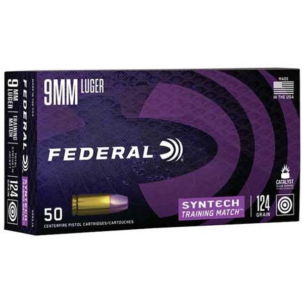 Federal Syntech Training Match Ammunition 9mm Luger 124 GN Total Synthetic Jacket (50)