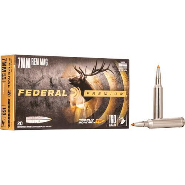 Federal Premium Ammunition 7mm Remington Magnum 160GN Trophy Bonded Tip (20)